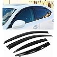 Slim VIP Style Clip On Smoke Tinted Window Visor with Black Trim Compatible for 2006-2013 Lexus IS250 IS350 is-F