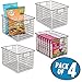mDesign Metal Wire Food Storage Basket Organizer with Handles for Organizing Kitchen Cabinets, Pantry Shelf, Bathroom, Laundry Room, Closets, Garage - Concerto Collection - 4 Pack - Bronze