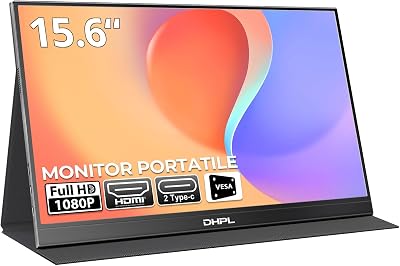 Monitor portatile da 15,6 pollici, schermo FHD 1080P IPS, altoparlante integrato, interfaccia USB-C/HDMI, schermo portatile per laptop, PC, Mac, cellulare e console di gioco, custodia protettiva