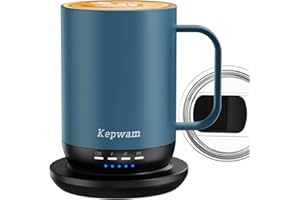 Kepwam Self Heating Coffee Mug 16oz - Fast Heating & Ultra Long-Lasting Battery Life, Heated Coffee Mug Up to 149℉ - Touch & App Controlled Coffee Mug, Birthday Gifts for Women and Men