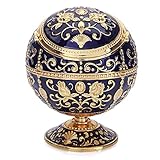 K COOL Windproof Ashtray with Lid Metal Portable Cigarettes Ashtray for Outdoors Indoors Hand Stamped Pattern Smoking Ashtray Fancy Gift for Men Women(Navy Blue)