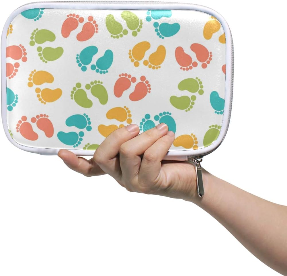 Clutch Bag Footprint Colorful Seamless Pattern Makeup Brush Organizer Bags Pencil case Passport Holder Travel Bag Large Capacity Multifunction Pouch with Zipper
