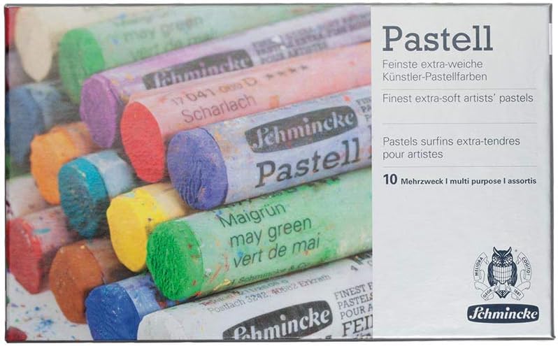 Schmincke, Pastels, basic assortment with 10 colours, 77 210 097, cardboard box with 10 pastels, handmade pastels, brilliant