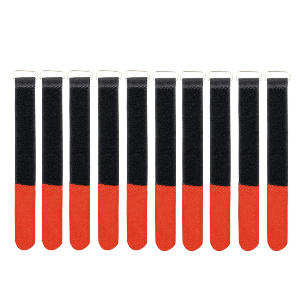 Infitronic INPKB5050ROT INPKB5050ROT-10 x Cable Ties with Metal Eyelet Velcro/Fleece on Different Sides (50 x 500 mm Red)