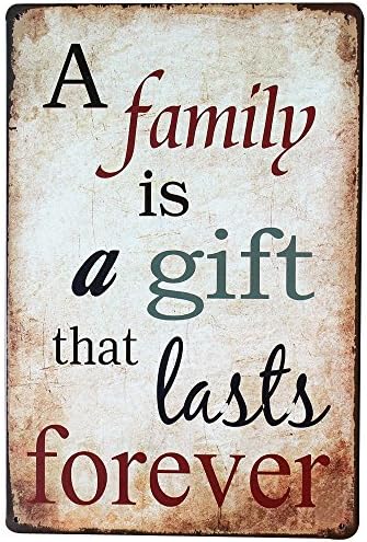 A family is a gift that lasts forever Metal Decor Plaque Tin Vintage Language Sign Motto letter Plate display