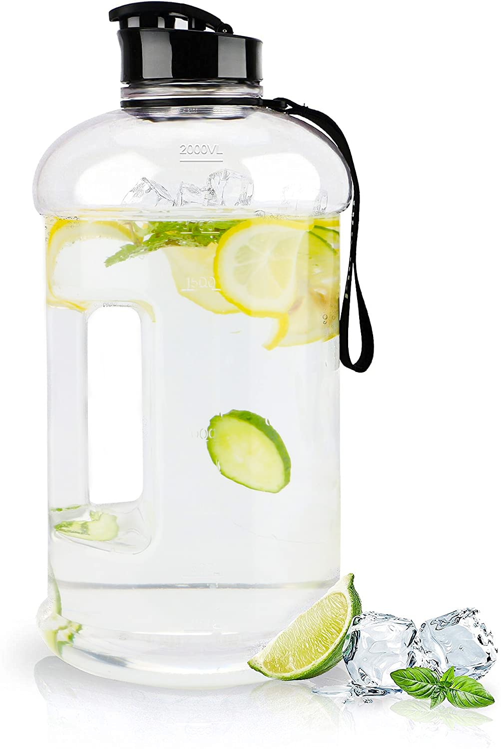 VENNERLI Half Gallon Water Bottle 2.2L Bottles with Handle Flip Cap 100% Leak Proof BPA Free Reusable Durable Big Gym Jug for Camping Sports Workouts Hiking Outdoors 2.2Litre