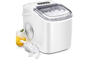 AGLUCKY Ice Makers Countertop,Portable Ice Maker Machine with Handel,Self-Cleaning Ice Maker, 26Lbs/24H, 9 Ice Cubes Ready in 8 Mins, for Home/Office/Kitchen(White)