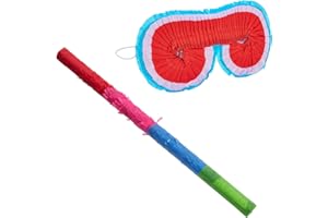 Small Pinata Stick and Blindfold for Kids Birthday, Cinco de Mayo Party Decorations (2-Piece Set)