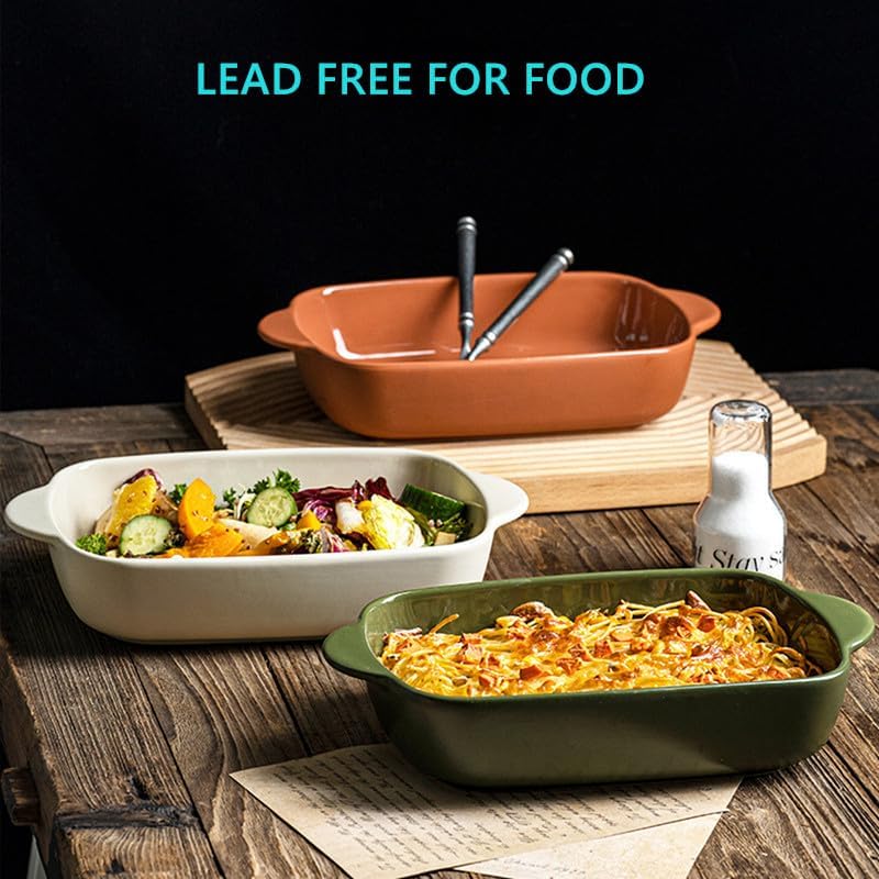 TUSIMI Ceramic Casserole Dish with Lid,33oz Covered Rectangular Baking Dish with Lid,Deep Casserole Cookware Bakeware,Oven Safe and Dishwash Safe