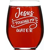 CARVELITA Jesus Touched My Water 15oz Stemless Wine Glass, Party Decoration Idea, Funny Gifts For Birthday, Christmas, Mother's Day