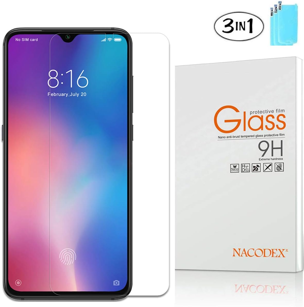 Amazon Com Protective Screen Guard Compatible Xiaomi Mi9 Nacodex 3 Pack Tempered Glass Lcd Screen Protector For Xiaomi Mi 9