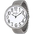 Geneva Super Large Stretch Watch Clear Number Easy Read (Silver)