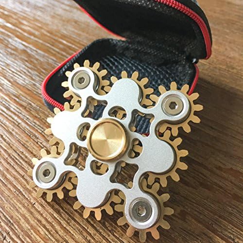 9 Bearing Gear Fidget Spinner - Smooth Metal Surface with Brass Gears - Premium Hybrid Ceramic Bearings, Ultra Durable and Stable - Luxury - US International Trade Corp.