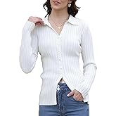 Dressmine Button Up Cardigan Sweaters for Women Long Sleeve Thick Work Sweater Cinched Waist Fitted Spring Clothes