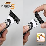 BIC Hybrid 5 Flex Men’s Shaver Handle Refills 5 Nanotech Titanium Blades view 2