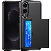 SZSSZSM Wallet for Samsung Galaxy S25 Edge Case with Card Holder Dual Layer Military Grade Protective Shockproof Hidden Card Slot Slim Fit Phone Cover - Black