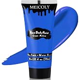 MEICOLY Cream Royal Blue Face Body Paint,2.37Oz Large Tube Water Based Full Body Paint for Adult and Kid,Single Tube Dark Blue Face Paint for Smurf Mystique Cosplay Avatar Makeup,Halloween SFX Makeup