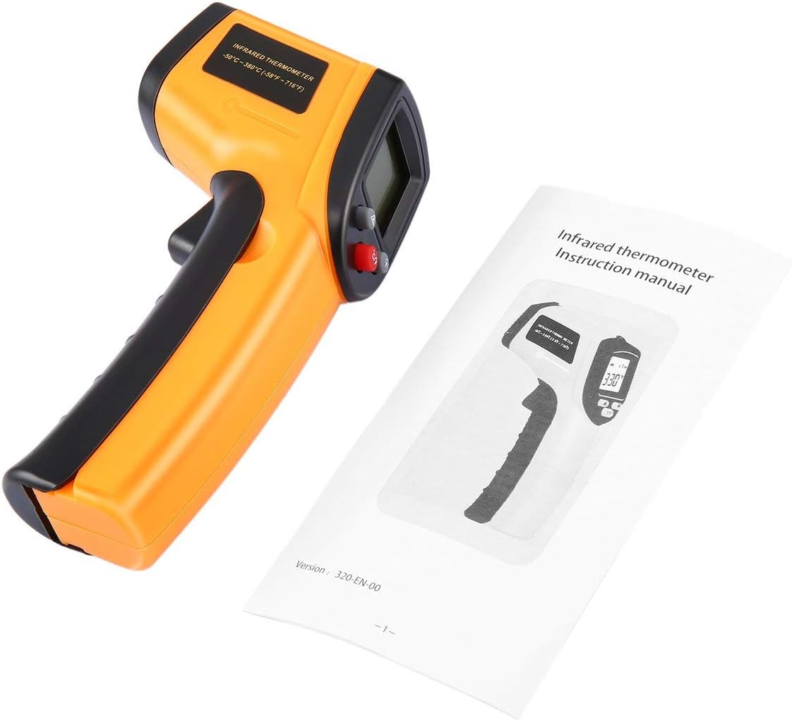Non-Contact Digital LCD Infrared Thermometer Gun IR Laser Point Thermal Infrared Imaging Temperature Handheld Meter Pyrometer - Yellow
