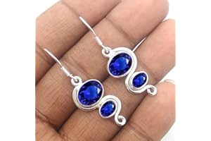 925 Sterling Silver Dangle Earrings For Womens Blue Sapphire Drop Dangle Earrings Sterling Silver Dangling Earrings September