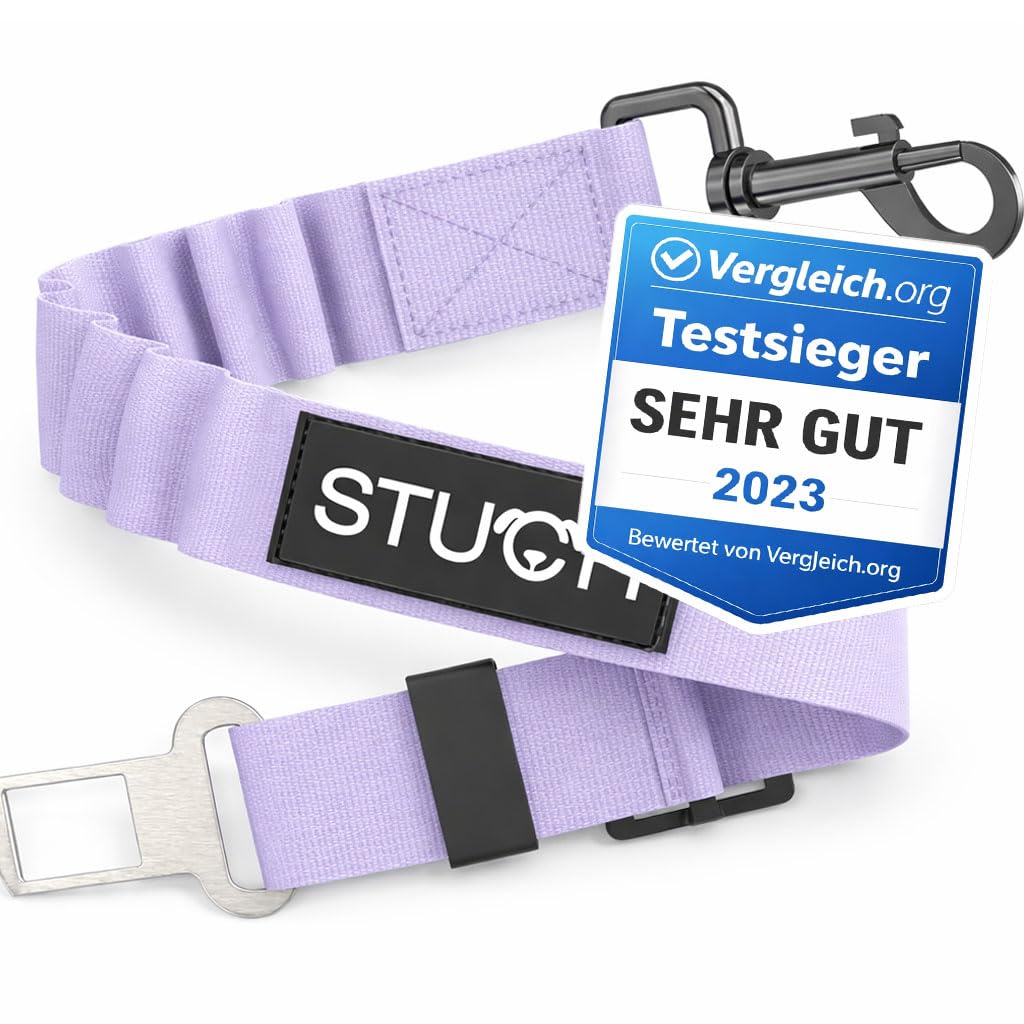 STUCH Universal Bungee Seat Belt for Dogs & Cats - Suitable for All Dog Breeds & Car Types (Colour Lilac)