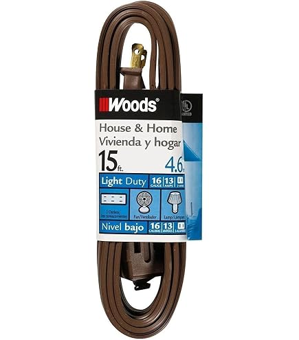 Woods 601 9-Foot Cube Extension Cord With Power Tap – 3 Polarized Outlets, Brown – UL Listed, Safety Cover, Strain Relief – Indoor Use For Lamps, Appliances, Tools