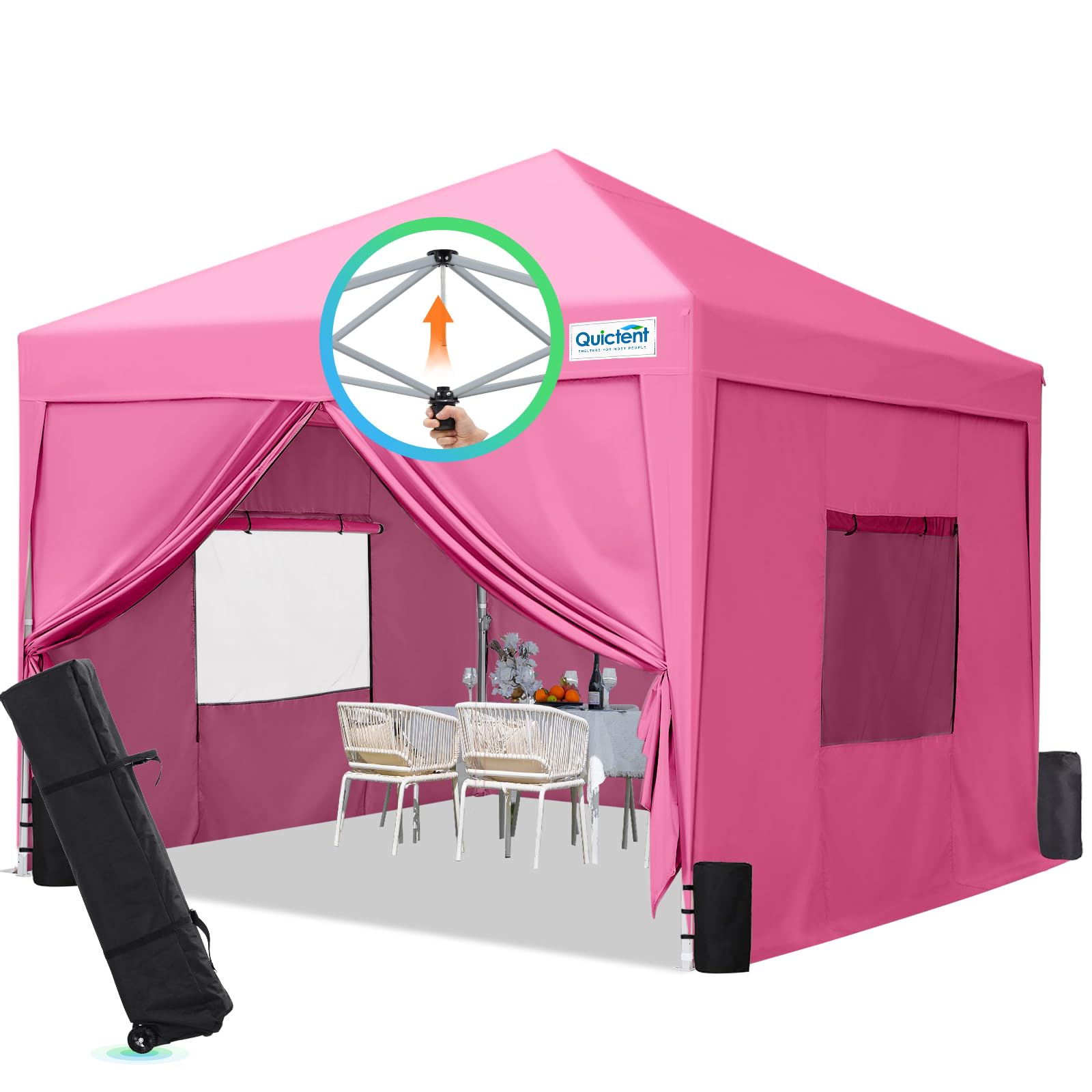 Photo 1 of Quictent Privacy 8x8 Pop up Canopy Tent with Sidewalls and Roll-up Ventilated Windows, One Person Setup, Easy Outdoor Commercial Gazebo Shelter Enclosed Waterproof, Bonus 4 Sandbags