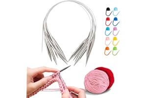 10Pcs Knitting Needles Set 32 Inch Stainless Steel Circular Knitting Needles Set Fixed Circle Needles for Hats, Socks, Baby B