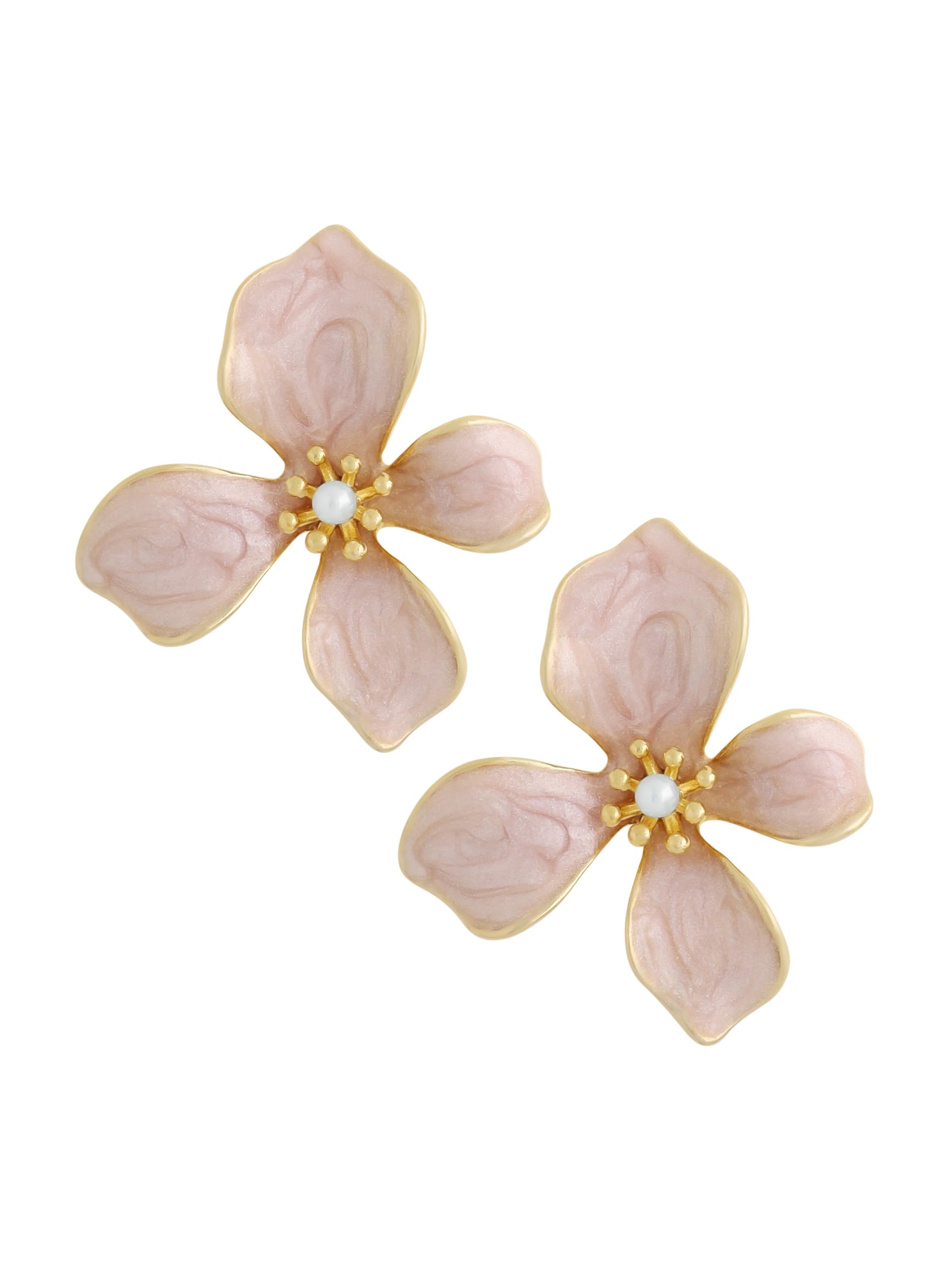 Photo 1 of OJERRY Statement Pink Pastel Flower Stud Earrings for Women, Floral Earrings Jewelry Accessories Romantic Cool Gifts for Her Women in Their 20s 30s