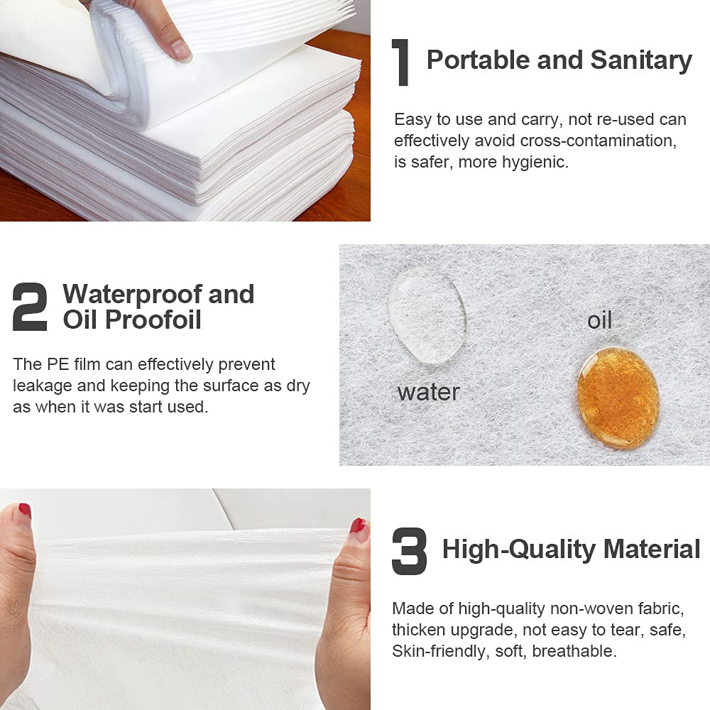 Xiaozhifu Disposable Bed Sheet, 60 PCS Disposable Massage Table Sheets, Large Spa Bed Cover Breathable Non Woven Fabric, 31" X 71" White : Beauty