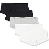 Amazon Essentials Women's Cotton Boyshort Underwear (Available in Plus Size), Pack of 5