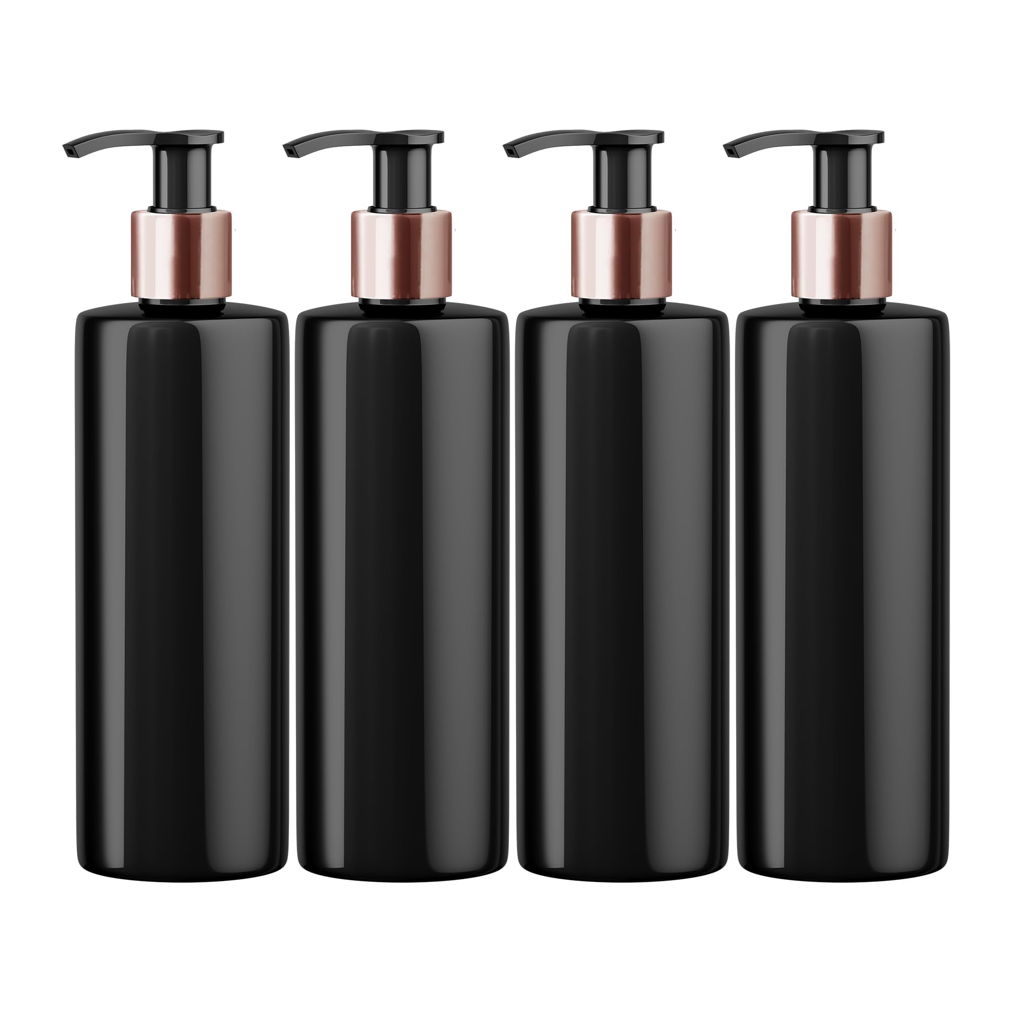Mrs Hinch Customisable DIY Refillable 500ml PET Plastic Lotion Pump Bottle - Black & Rose Gold Lids (4)