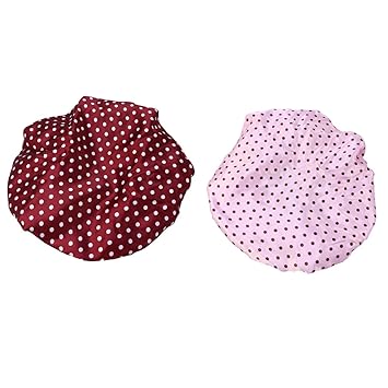 Healifty 2pcs Point Pattern Shower Caps Eva Waterproof Hair Cap