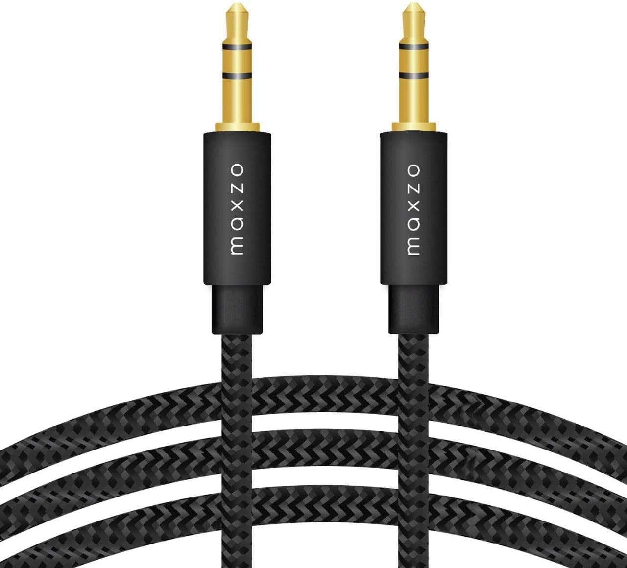 Maxzo Aux Cable 3.5mm Audio Cable –3.3ft/1M- Nylon Braided Aux Lead for Car, Headphone, iPhone, iPad, iPod, Samsung, MP3 Player, Smartphone, Echo Dot, Tablet, Home Stereos, Laptop