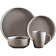 Barbary & Oak BO867007GRY Avena 16 Piece Dinnerware Set, Stoneware, Fossil Grey