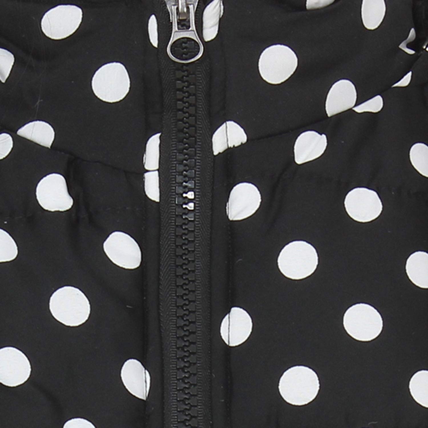 my swag women's polka dot crepe sleeveless quilted hooded jacket