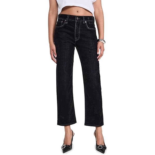 R13 Women's Romeo Jeans with Cuff, Onyx Black, 27 at Amazon