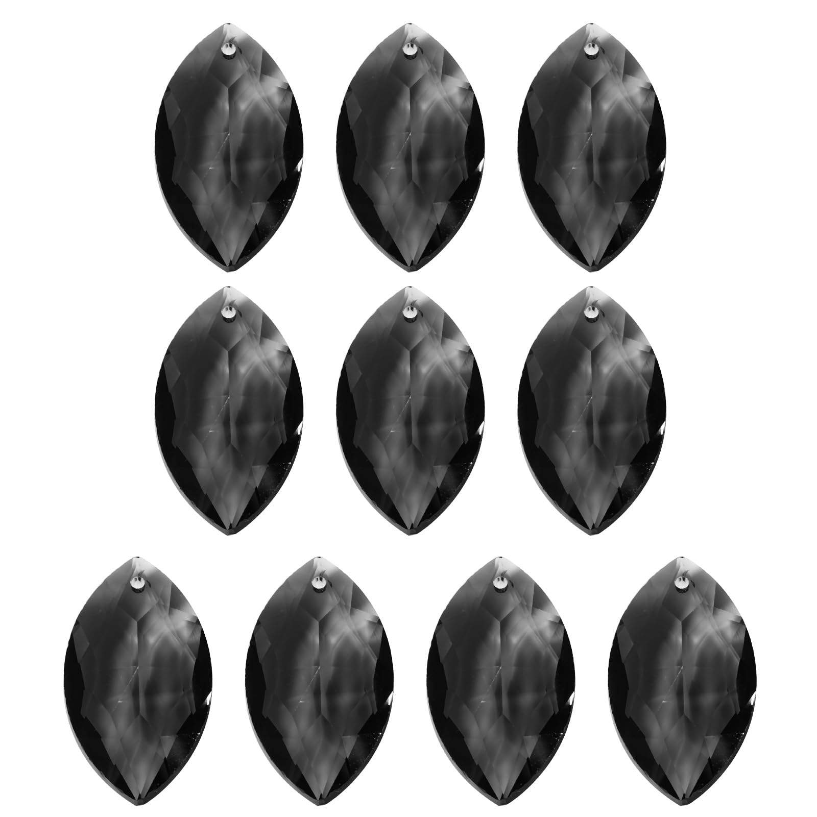 PATIKIL K9 Crystal Pendants Oval Beads, 10 Pack 38mm Chandelier Prisms Parts Hanging Beads DIY Lamp for Arts Crafts Decoration, Light Black