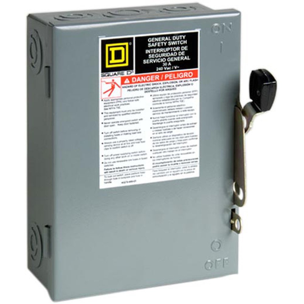 Square D by Schneider Electric D321NCP 30-Amp 240-Volt Three-Pole Indoor General Duty Fusible Safety Switch with Neutral