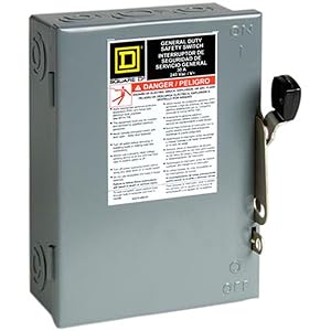 Square D by Schneider Electric D321NCP 30-Amp 240-Volt Three-Pole Indoor General Duty Fusible Safety Switch with Neutral