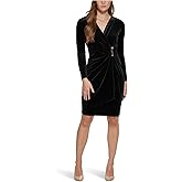 Calvin Klein Women's Long Sleeve Surplice Buckled Wrap Mini Dress