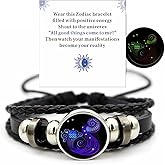VBWEOI Gleym Bracelet, Zodiac Signs Spirit Bracelet, Multilayer Adjustable 12 Constellation Zodiac PU Leather Bracelet, Gleym Manifestation Bracelet Jewelry Gifts for Women and Man