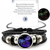 VBWEOI Gleym Bracelet, Zodiac Signs Spirit Bracelet, Multilayer Adjustable 12 Constellation Zodiac PU Leather Bracelet, Gleym