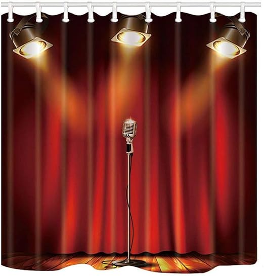 Amazon Com Kotom Music Decor Shower Curtain Microphone And