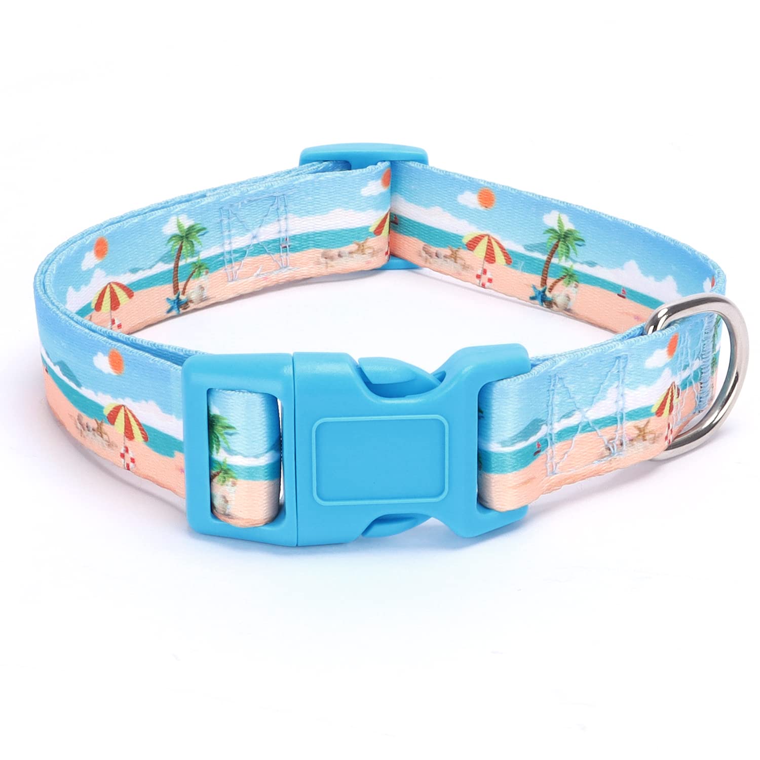 haoyueer Dog Collar for Small Medium Large Dogs, Adjustable Soft Puppy Collars with Quick Release Buckle Walking Running Training (M, Beach)