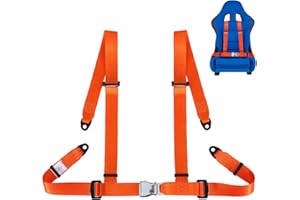 Yakitoko Universal 4 point Safety Harness Set 2inch Fits Go Kart,UTV,ATV,Racing Orange (FJKORANGE)