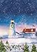 Christmas Lighthouse House Flag Nautical Holiday Scene 28