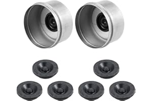 X AUTOHAUX 2pcs 2.72" Trailer Axle Dust Cap Cup Grease Cover with 6pcs Rubber Plugs Set for Dexter EZ Lube Trailer Camper 700