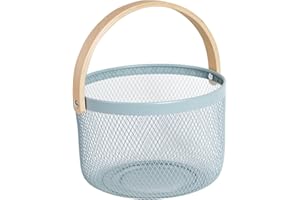 SANHSEHOME Picnic Basket Fruit Basket for Kitchen Counter Storage Basket Harvest Basket with Handle Garden Basket for Harvesting Vegetables Basket Egg Basket Metal Wire Baskets for Organizing Blue