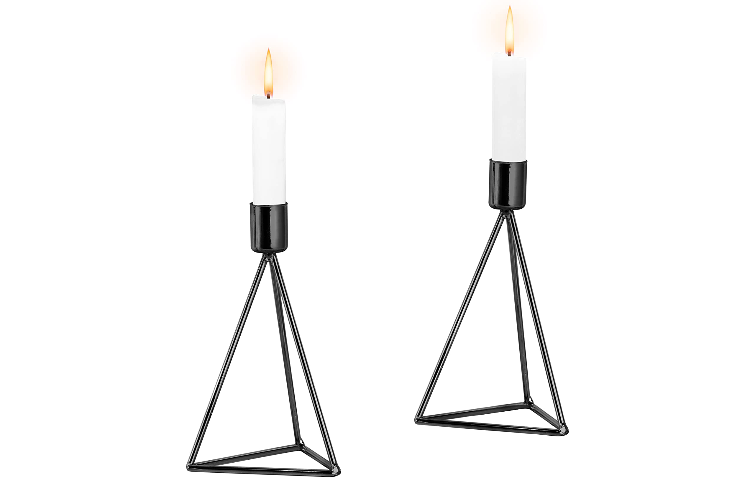 ECHTWERK 2-Piece Tea Light Candle Holder Set, Modern Small, Black Edition, Geometric Design, Votive Candle Holder for Living Room, Dining Table, Wedding Table Decoration, 9.5 x 9.5 x 16.5 cm