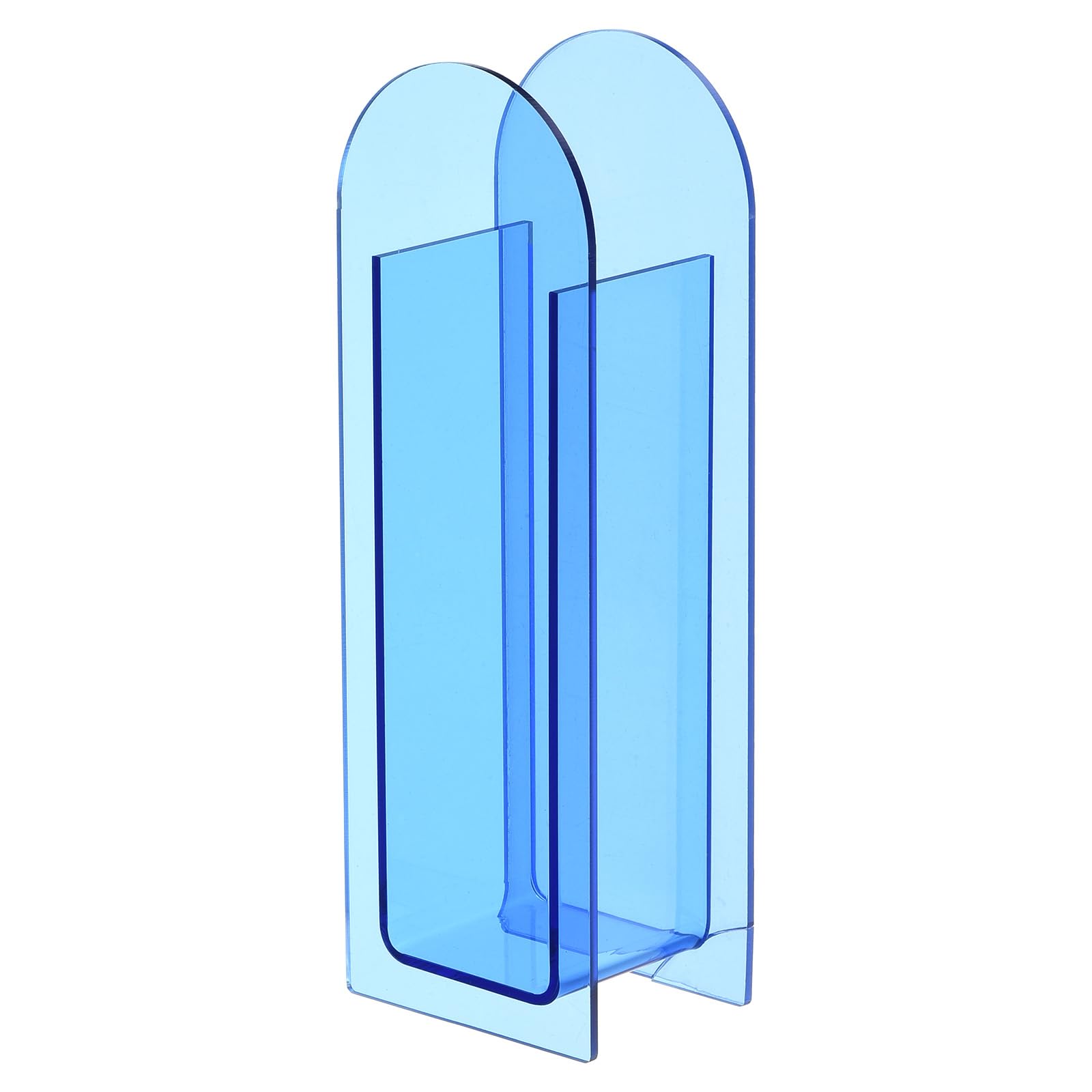 PATIKIL Blue Acrylic Geometric Vase, 5 x 5 x 16 cm / 2 x 2 x 6.3 inch, Table Centerpiece Home Decor